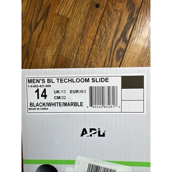 APL Athletic Propulsion Lab TechLoom Slides Men’s Size 14 Black White Marble - Picture 8 of 8